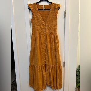 Anthropologie Peregrine Midi Dress / Marigold / Size M